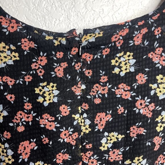 FREE People‎ Women's Black Floral Babydoll Boho Mini Dress Size Small - Picture 9 of 11
